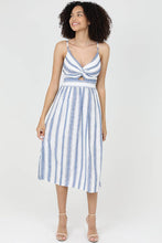 Load image into Gallery viewer, F4J10-PAN51 STRIPED DRESS V NECK CUT OUT MIDI DRESS
