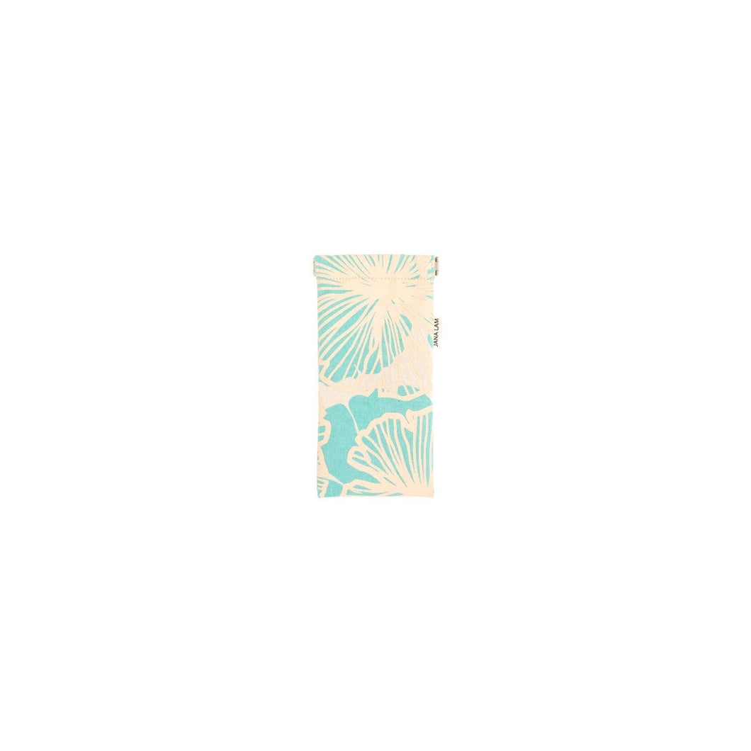 Sunglass Case • Seaflower • Sand over Offset Turquoise
