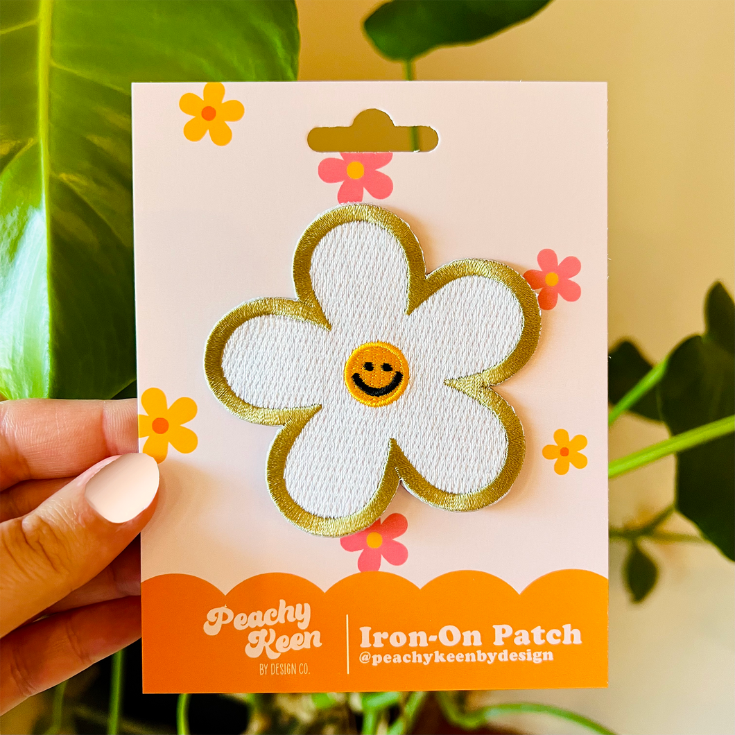 Smiley Flower Iron-On Patch