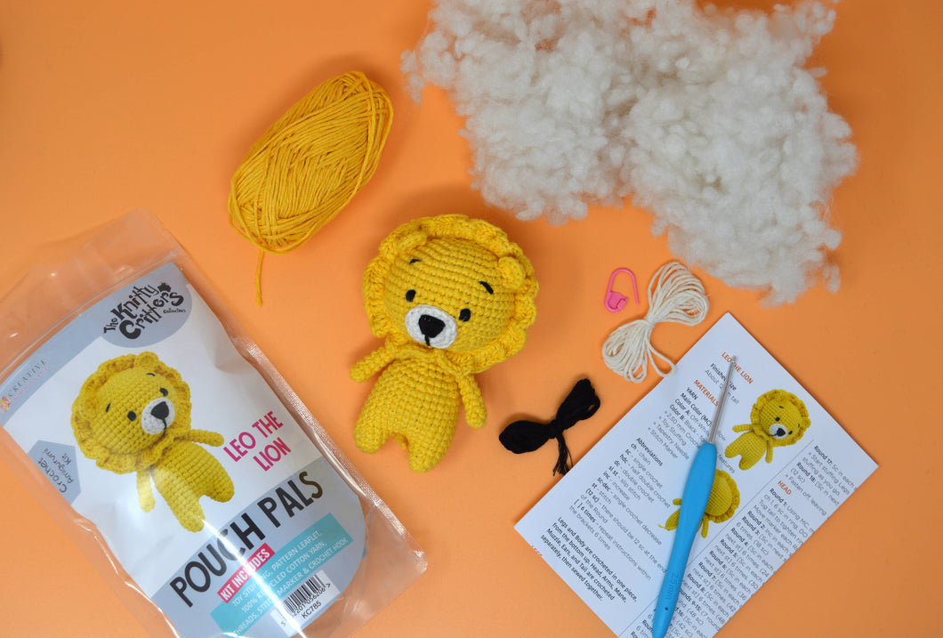 Knitty Critters - Pouch Pals - Leo The Lion Crochet Kit