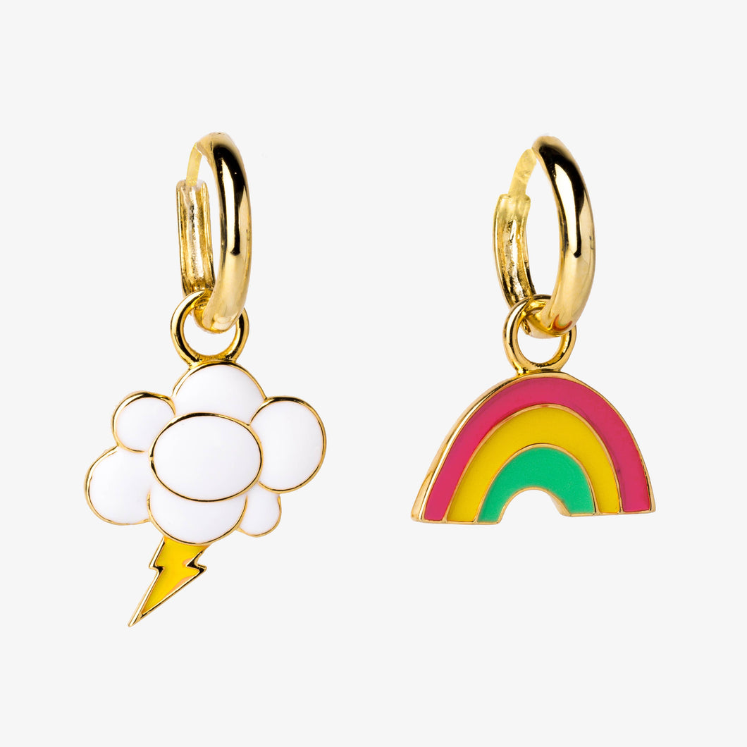 Hoop Earrings - Rainbow & Cloud