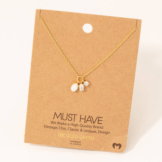 Dainty Opal Crystal Charm Necklace: G