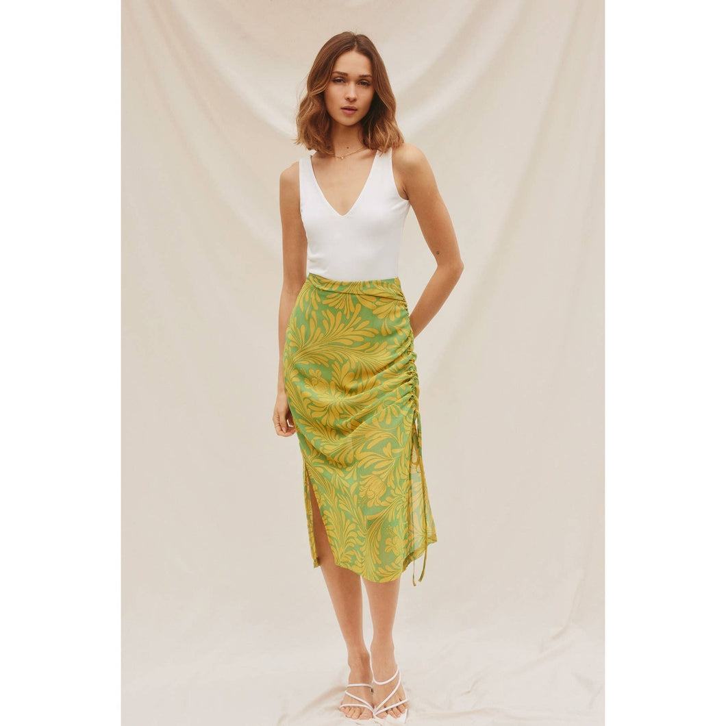 FS8410-P1186 / S - That Moment Ruched Side Midi Skirt