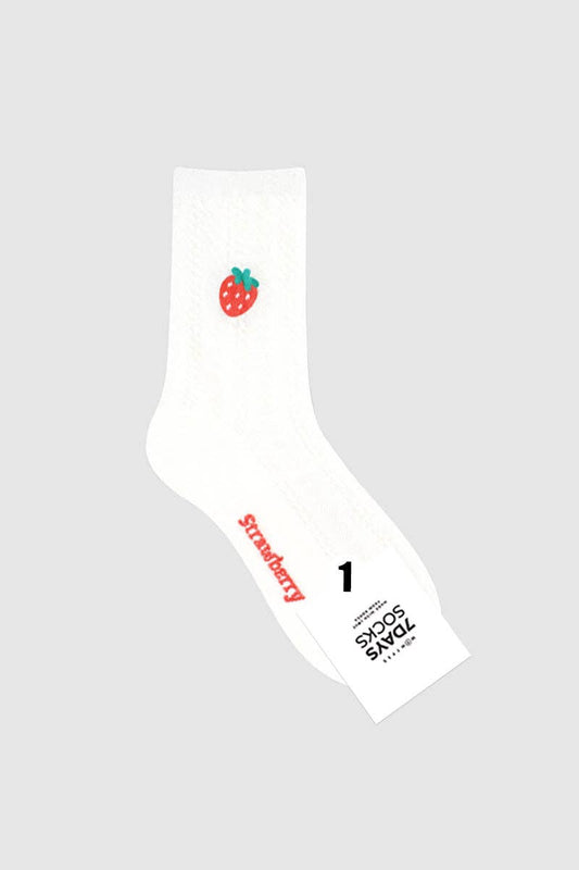 Women's Crew Strawberry Pattern Socks: KW-C-230-1