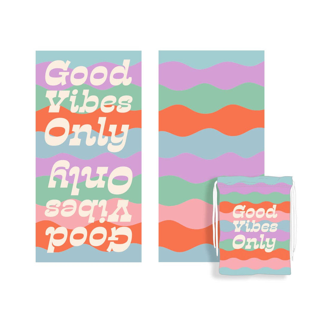 Good Vibes Repeat Pattern Quick Dry Beach Towels