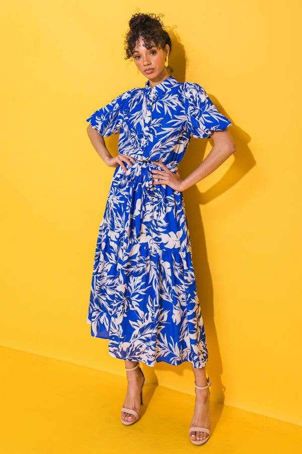 A printed woven midi dress-ID19697