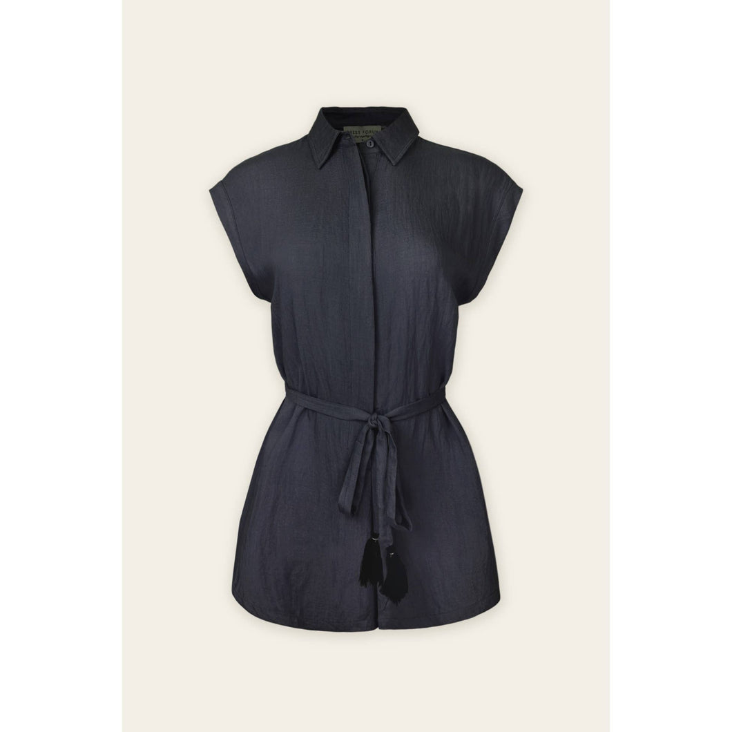 FR10778-P485 Button Up Sash Belt Romper