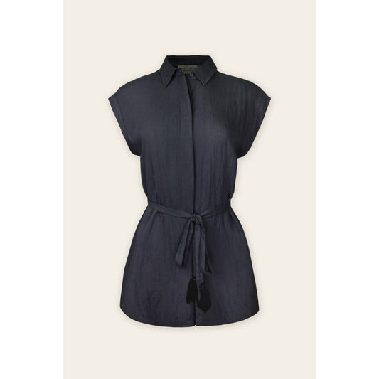 FR10778-P485 Button Up Sash Belt Romper