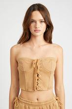 Load image into Gallery viewer, FRENCH TERRY STRAPLESS BUSTIER TOP: NAVY

