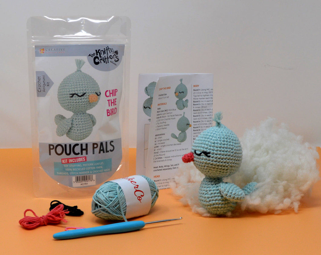 Knitty Critters - Pouch Pals - Chip The Bird Crochet Kit