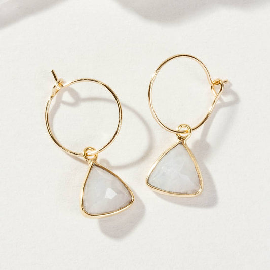 Bermuda Triangle Mini Hoop Earrings- Moonstone