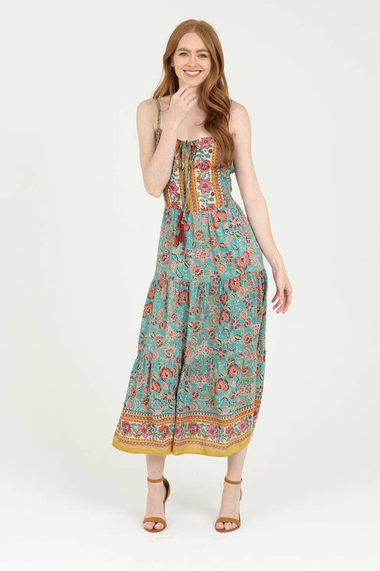 F4E88-FQ45 V NECK SMOCKED SIDES MID LENGTH DRESS