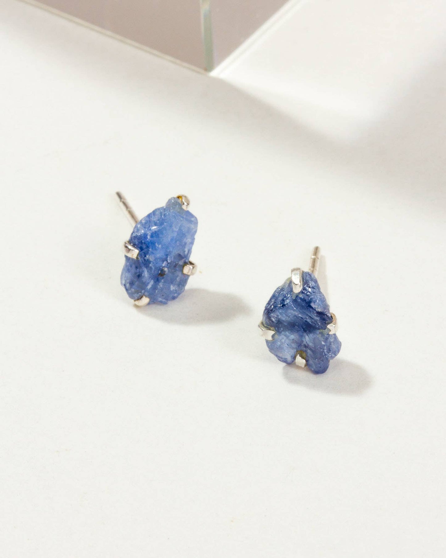 Raw Beauty Post Earrings- Sterling Silver - Sapphire