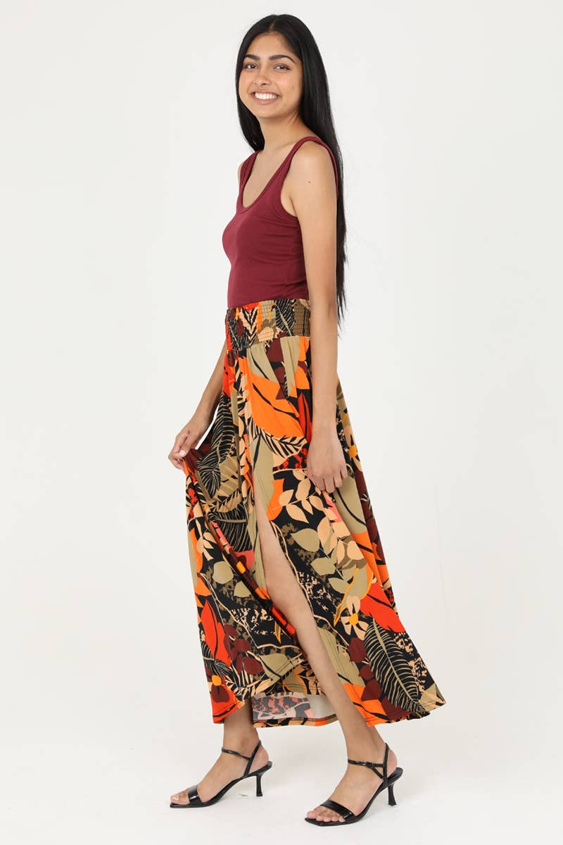 X6362-A861 PRINTED MAXI SKIRT WITH SLIT
