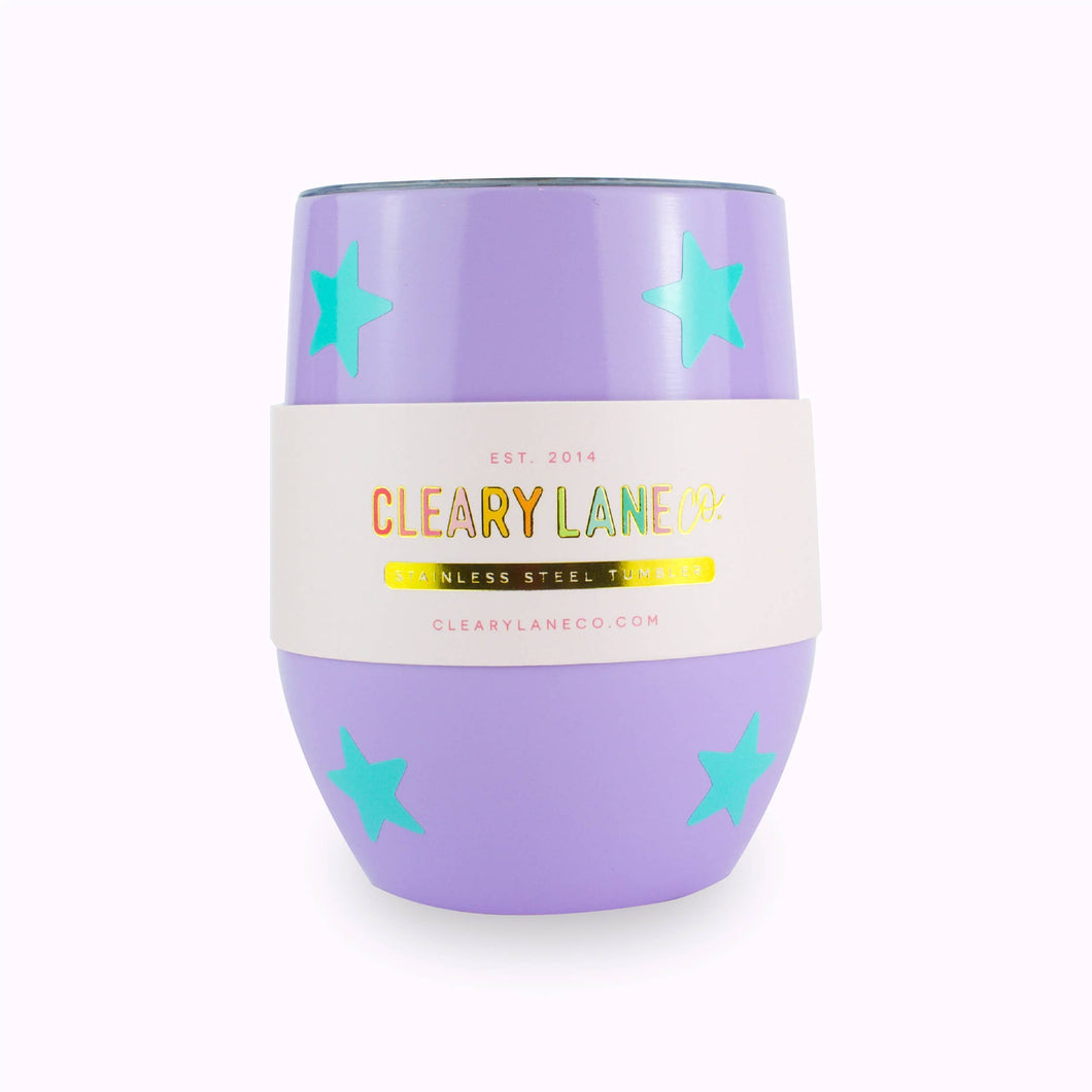 Wine Tumblers | Choose Your Color: Lilac Turquoise Stars