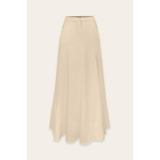 FS11499-P1465 Cotton Linen Blend Maxi Skirt: OATMEAL