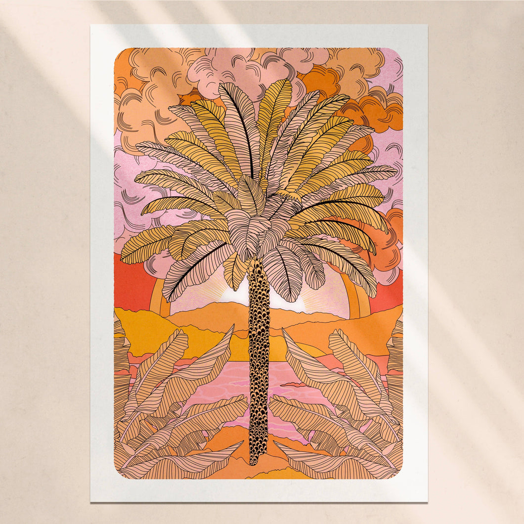 'Sunset Palm' Art Print