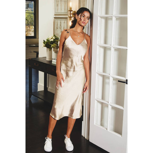 FD3760-P1500 Reflection Bias Cut Midi Slip Dress: PEARL