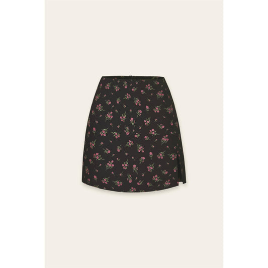 FS10463-P1612 Pretty Little Rose Mini Skirt: BLACK/ROSE