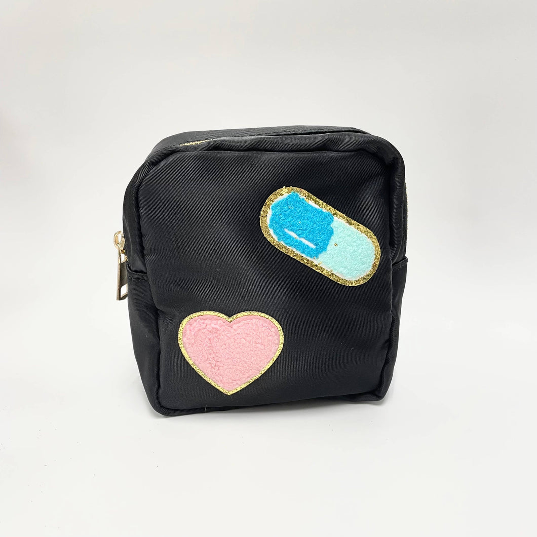 Heart & Pill Chenille Patches Pouch