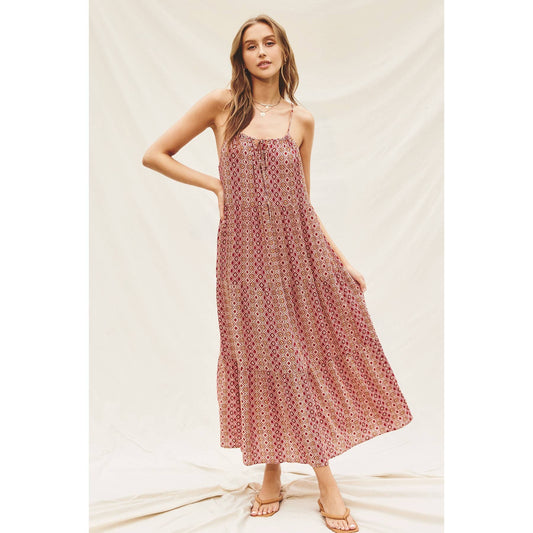 FD10941-P1198 - Day Glow Cutout Midi Dress - PERSIAN RED/NATURAL - Dress Forum