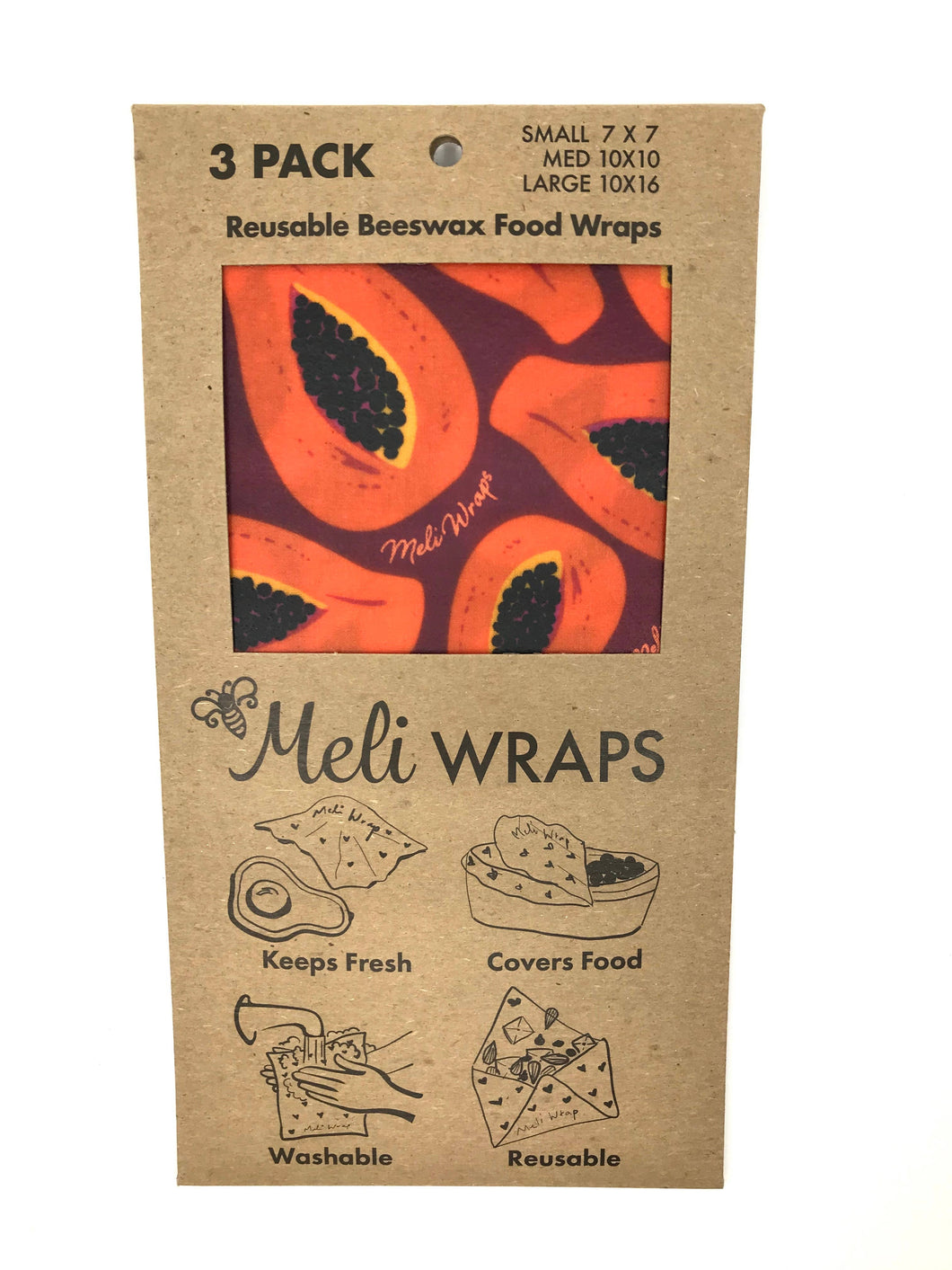 Reusable Beeswax Wraps-MeliWraps 3 Packs in Purple Papaya
