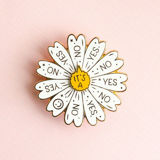 Spinning Daisy Enamel Pin, Interactive Pin, Spinning Pin