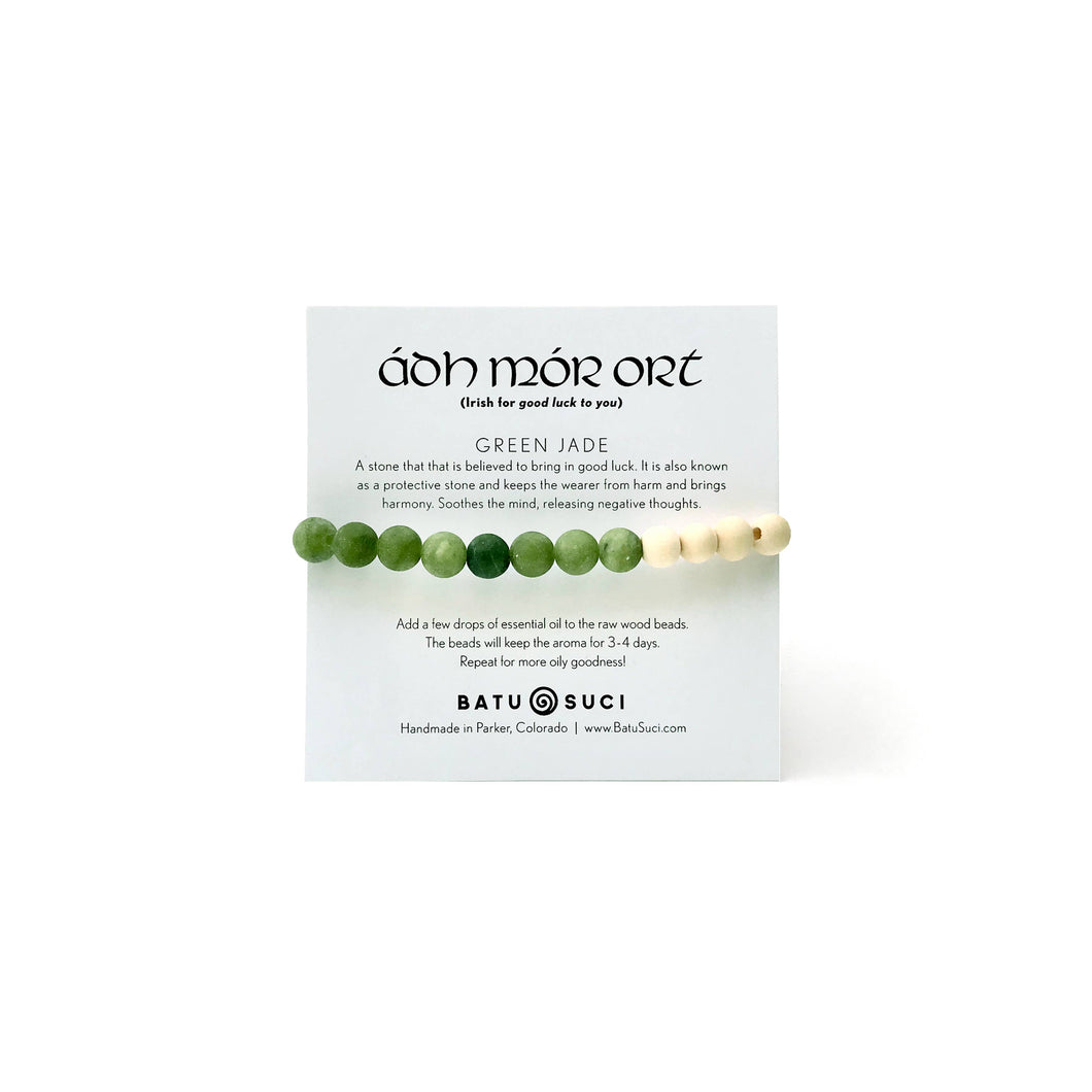 Ádh Mór Ort (Good Luck) - Green Jade - Diffuser Bracelet - Batu Suci Jewelry
